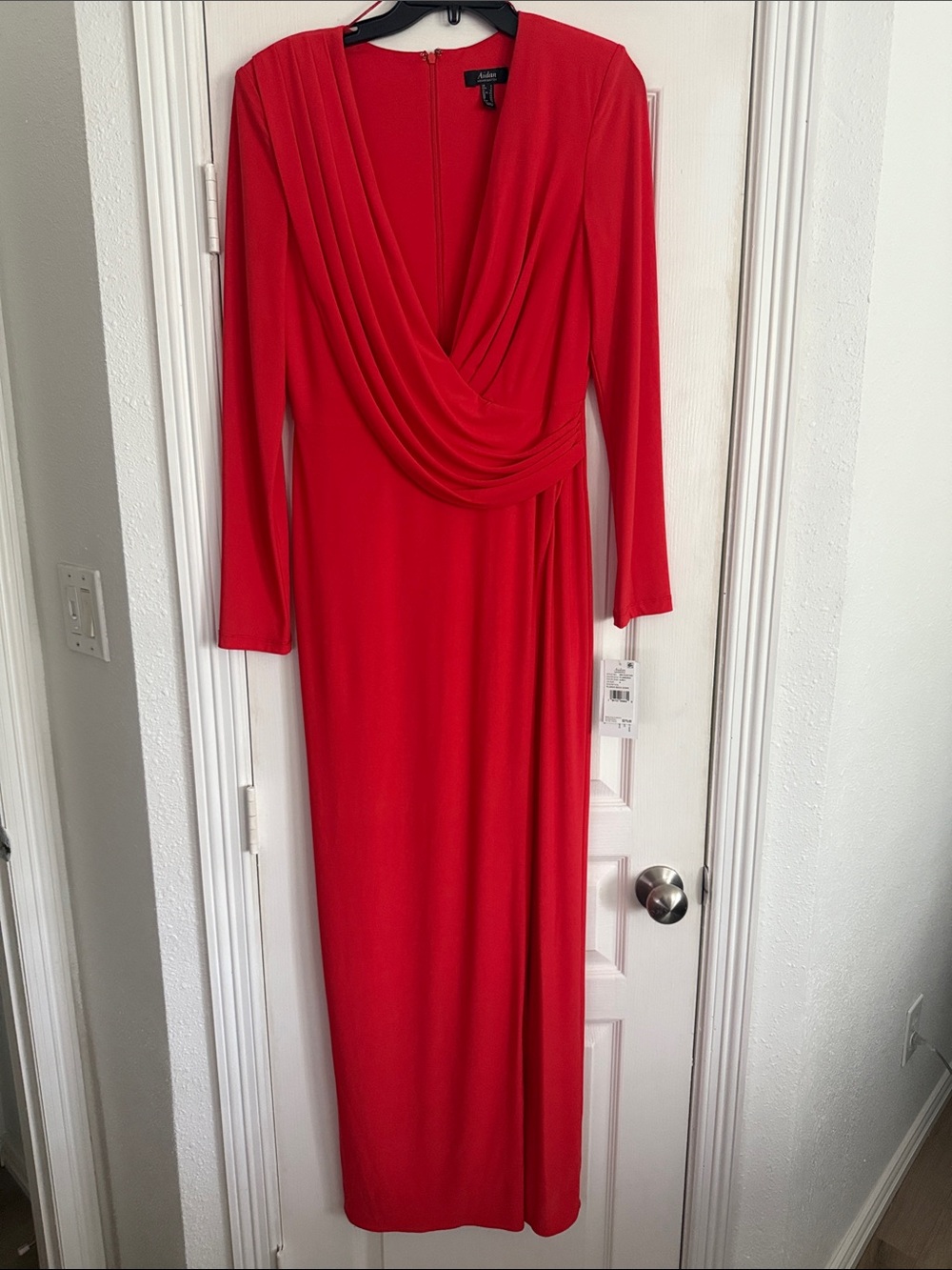 Aidan Mattox Red Draped V-Neck Gown size 8 NWT